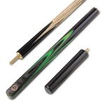 BAIZE MASTER G14 Gold Series 57 Inch EMPEROR English Pool Cue Hand Spliced ¾ Jointed Professional Ebony 8-Ball Pool Cue with a Precision 8mm Tip and 6 Inch Mini Butt Extension (Green)