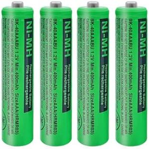 JAPUSOON 4 Pack 400mAh BK-40AAABU Ni-MH AAA Rechargeable Battery for Panasonic, 1.2V BK-40AAABU 400mah AAA Rechargeable Batteries for Panasonic Cordless Phones, Electronics