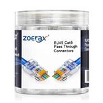 ZOERAX 100-Pack RJ45 Cat6 Pass Through Connector RJ45 Modular Plugs for Solid or Stranded UTP Cable