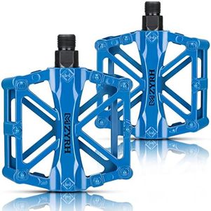 KEMIMOTO Mountain Bike Pedals MTB Bicycle Flat Pedals, 9/16'' CNC Aluminum Durable Sealed Bearings for Most Bikes BMX MTB Enduro Downhill Trail (Two Pack) (Blue)