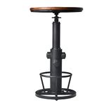 LOKKHAN Industrial Bar Table 38.6"-48.4" Height Adjustable Swivel Round Wood Tabletop 23.7" Dia, Kitchen Dining Office Coffee Bistro Pub Table