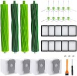 Replacement Parts for iRobot* Roomba i7 i7+ i2 i3 i3+ i4 i4+ i6 i6+ i8 i8+/Plus,j6+ j7 E5 E6 E7 I, E & J Series Cleaner,2 Set Multi-Surface Rubber Brushes, 10 HEPA Filters, 10 Side Brushes