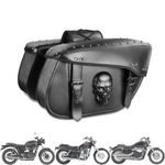 Quixofiber Motorbike Saddle Bags 3D Skull Motorbike Bags Waterproof Panniers Motorcycle 32L Motorcycle Panniers, Motorcycle Saddle Bags for Triumph Honda Yamaha Harley (Black)