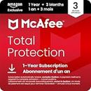 McAfee Total Protection 2026 | 3 Devices | 15 Month Subscription with Auto-Renewal | Cybersecurity software includes Antivirus, Secure VPN, Dark Web Monitoring | AmazonExclusive | Online Code