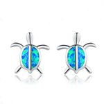 findout women Turtles earrings Ladies 925 Sterling Silver Blue Opal Cute Turtles Earrings, for Women Girls (f1754)