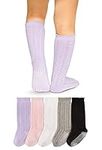 LA Active Baby Toddler Knee High Grip Socks - 5 Pairs - Non Slip/Skid Cable Knit (Variety, 6-12 Months)