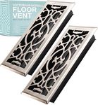 2 Pack Victorian Scroll 2x10 Inch Decorative Floor Register Vent with Mesh Cover Trap, Satin Nickel
