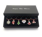 Christmas Characters Charms with Rhinestones Wine Glass Charms with Gift Box