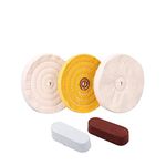 8 inch Buffing polishing Wheels For Bench Grinder with 2Colors Polishing Compounds Kit, Buffer With 5/8" Arbor Hole White 60 ply Yellow 40 ply 5pcs