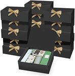 PEKGRIL 15 PCs Gift Boxes with Lids, Black 10X8X4 Inch Gift Boxes, Bridesmaid Proposal Box with Ribbon, Kraft Paper Boxes for Wedding, Packaging, Present, Birthday, Christmas, Party