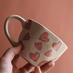 WEAVING HOMES Store Pink Heart Mug 230 ML (Set of 1) - Mugs, HeartMugs, Ceramic Mugs, Tea Mugs, Coffee Mugs, Drinkware Mugs, Mugs & Cups, Coffee Mug Set, Handmade Mugs, Adorable Mugs