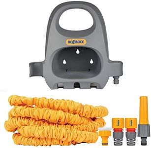 HOZELOCK - Flexibler ausdehnbarer Gartenschlauch Superhoze 15 M: dehnt sich auf das 3-fache seiner ursprünglichen Länge aus, mit 2 Aquastop-Anschlüssen und Wandhalterung [8215 9000]