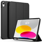 CACOE Case for iPad 10th Generation with Pencil Holder 2022, Soft TPU Back 10th Gen Cover with Pen Holder iPad Protective Smart Stand Case for iPad 10 Generation - Black