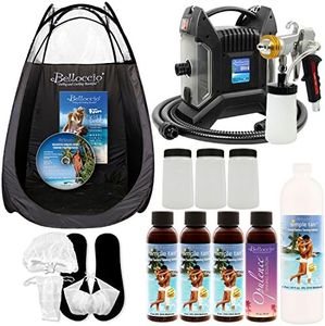 Ultra Pro Plus T85-QC-11 High Performance Sunless Turbine Spray Tanning System; G11 Metal Gun, Pint Simple Tan 8% DHA Solution, Variety Pack, Tent