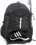 Athletico Youth Lacrosse Bag - Extra Large Lacrosse Backpack - Holds All Lacrosse or Field Hockey Equipment - Two Stick Holders and Separate Cleats Compartment, Black