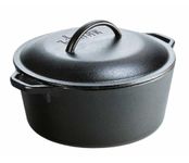 Lodge Iron Dutch Oven With Lid, 5 Quart (Black)