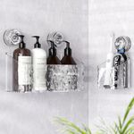 KatiKaddy Suction Cup Shower Caddy 2-Pack Set, No-Drilling New Home Decor Essentials, Large&Small Shower Organizer Shelf, Rustproof Sturdy Accessories Storage Rack, for Apartment Wall Bathroom Dorm RV
