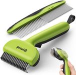 Pecute Self-Cleaning Undercoat Rake for Dogs and Cats, 304 Stainless Steel Dematting Deshedding Tool Combo, Deshedding Brush for Thick Double Coats, Long Hair with Dense Undercoats, Heavy Shedding
