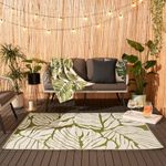 Dreamscene Garden Rug for Outdoor Leaf Green, Large Outside Rug Water Resistant Reversible Mat for Summer Garden Patio Decking Foldable Area Rugs Easy Storage, 160 x 230cm