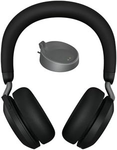 Jabra Evolve2 75 Noise Cancelling Headphones - Wireless On Ear with Mic - Bluetooth ANC Office Headset inc Hidden Boom - Stunning Sound with 8 Microphone Array - 36hr Batt Teams USB A + W/Less Charger