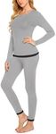 Ekouaer Base Layer Women Cold Weather Long Johns Thermal Sets Warm Pajamas Long Underwear for Cold Weather Light Grey