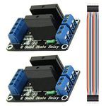 Youmile 2 Pcs 5V 2 Channel Solid State Relay Module 250V 2A Low Level Trigger Relay for Arduino with Dupont Cable