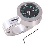 Universal Motorcycle Clock, 1pc Silver Motorcycle Clock Handlebar Watch Waterproof Motorbike Handlebar Glow Mount Clock Watch for Most of Motorcycle Cruiser Chopper 4.3 * 4.3 * 1.7cm