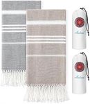 2 Packs Cotton Turkish Beach Towels Sand Free Quick Dry Oversized Bath Pool Swim Towel Large Extra Xl Big Blanket Adult Travel Essentials Cruise Accessories Must Haves Clearance Vacation Stuff