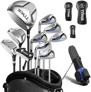 Golf Clubs Set for Men Left Handed Complete 14-Piece with Driver Fairwood Hybrid Irons Putter Stand Bag & 3 Headcovers - Beginner Mens Golf Set with Graphite Shafts Black