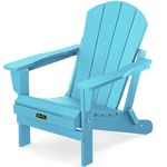 SERWALL Folding Adirondack Chair Outdoor Adirondack Chairs Weather Resistant Patio Chair - Light Blue