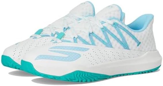Skechers Women's Viper Court Rally Pickleball Sneaker, White/Light Blue, 8