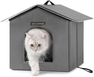 Rest-Eazzzy Outdoor Cat House, Feral Cat House Insulated with Mat and Clip, Weatherproof and Insulated, Cat Beds for Cats Kittens Puppies, Never Blow Away (Grey, S 13" X 13" X 14")