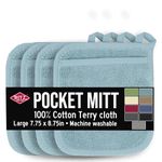 Ritz Terry Pocket Mitt & Hot Pad: Unparalleled Heat Resistant, Durable 100% Cotton – Ergonomically Designed for Optimal Grip – Easy-Care Machine Washable, Perfect for Your Kitchen – Dew, 4-Pk