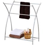 3 Bar Freestanding Bathroom Chrome Towel Rack & Holder with Wire Shelf
