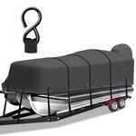 Cerumute Pontoon Boat Cover, Heavy Duty 1200D Waterproof Pontoon Cover with Motor Cover and Windproof Adjustable Metal Buckle, 25-28 ft, Black