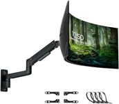 PUTORSEN Ultrawide 17-49 inch Monitor Arm Wall Mount Bracket for Monitors & TVs, Heavy Duty Height Adjustable Single Wall Monitor Arm, Tilt Swivel Rotate, Load Weight 4.4 to 44lbs, VESA 75/100/200