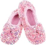 Snoozies! Dazzle Bling Ballet Womens Super Soft Slippers, Non Slip Sole - Ladies Sizes 3-7 (Pink, small)