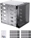 Stainless Steel Hard Drive Cage, 5.25" to 5X3.5 Rack SAS for Computer, Hard Driver Tray with Fan Space, Hard Drive Cage Adapter Rack Bracket