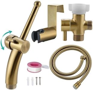 BARROCK Advanced Handheld Bidet Sprayer for Toilet, Adjustable Water Pressure Bidet Attachment Set with Bidet Hose for Feminine Wash, Stainless Steel Brushed Gold Cloth Diaper Sprayer for Baby Wash