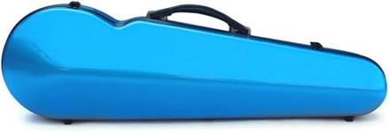 PERLMAN 4/4 Full Size Fiberglass Violin Case - Lightweight Hard Shell Triangular Box with Built-in Hygrometer & Backpack Straps (Sky Blue)
