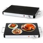 GiantexUK Electric Warming Tray, Large Buffet Tray Food Warmer with Adjustable Temperature & Handles, Tempered Glass Dish Hot Plate Buffet Server for Home Restaurant (48 x 32 x 4 cm)