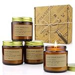 Scented Candles Gift Set 4 Pack 3.5 Oz Soy Wax Jar Candles Aromatherapy for Her with Rose Teakwood Moss and Grapfruit Long Lasting Home Fragrance Relaxing Candles Gift for Women Mum Wife Presents