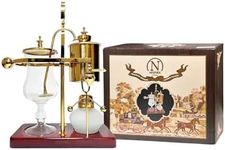 Nispira Belgian Belgium Royal Family Balance Syphon Siphon Coffee Maker Vacuum Brewing System | Vintage Classic Retro Luxury Exquisite Design | Smooth Great Aroma | Gold Color | 500 ml