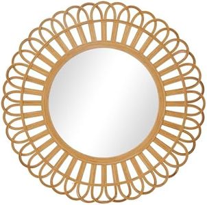 Deco 79 Rattan Starburst Handmade Room Wall Mirror Entryway Mirror, Wall Mounted Mirror 35" x 1" x 35", Brown