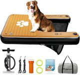 FBSPORT Inflatable Dog Boat Ramp 59 * 40inch, Floating Dock Water Ramp Ladder for Pool, Boat, Non-Slip EVA Floating Ladder for Dog Up to 220 LBs, Safe & Easy Access