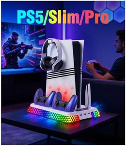 Cooling Station for PS5 Slim Pro,Vertical Stand with Adjustable Fan Charger