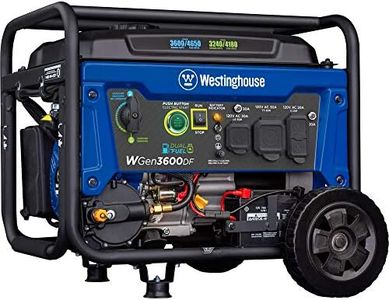 Westinghouse WGen3600DF Dual Fuel Portable Generator, 4650 Peak Watts & 3600 Rated Watts, Remote Electric Start with Auto Choke, RV Ready 30A Outlet, Gas & Propane Powered, CARB Compliant
