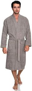 TowelSelections Mens Robe, 100% Cotton Terry Cloth Bathrobe, Soft Kimono Bath Robe for Men XS-4X, Paloma Gray, 3X-Large