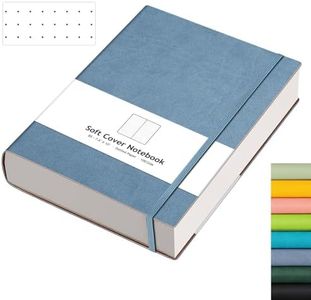 AHGXG Bullet Dotted Journal - 320 Pages Dot Grid Notebook B5 Large Journal, 100gsm Thick Dotted Paper, Leather Softcover, with Journal Stencils, Inner Pocket, 7.6'' X 10'' - GrayBlue