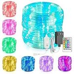 Rope Lights Outdoor Waterproof 17 Colors Changing String Lights Extendable 49ft 150 Led 4 Wires 7mm Tube Rope Lights with Remote Timer for Bedroom Garden Christmas Trampoline Camping Fence Tree